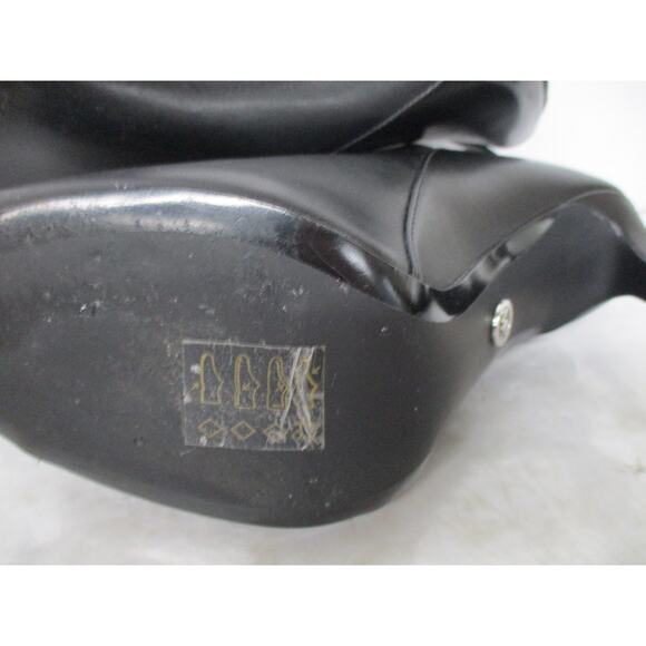 USED Michael Kors Women Lawson Leather Peep Toe Ankle Wrap Booties, black-Sz 8.5 - Picture 7 of 12